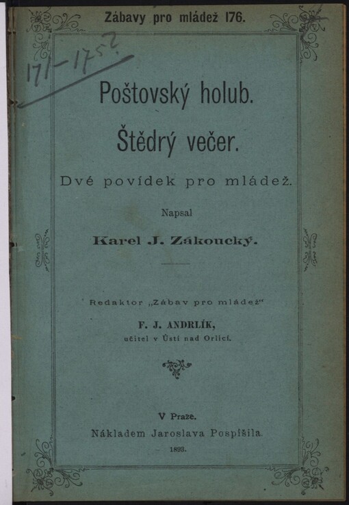 Poštovský holub: Štědrý večer : dvé povídek pro mládež