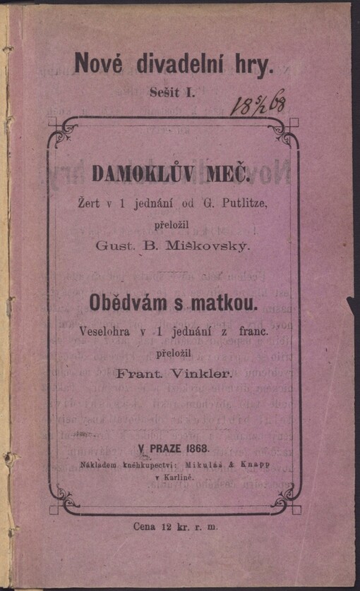 Damoklův meč: žert v jednom jednání