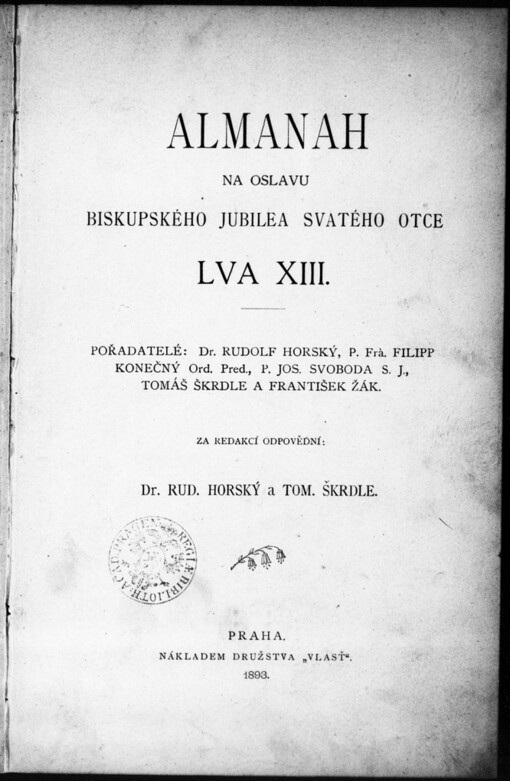 Almanah na oslavu biskupského jubilea svatého otce Lva XIII.