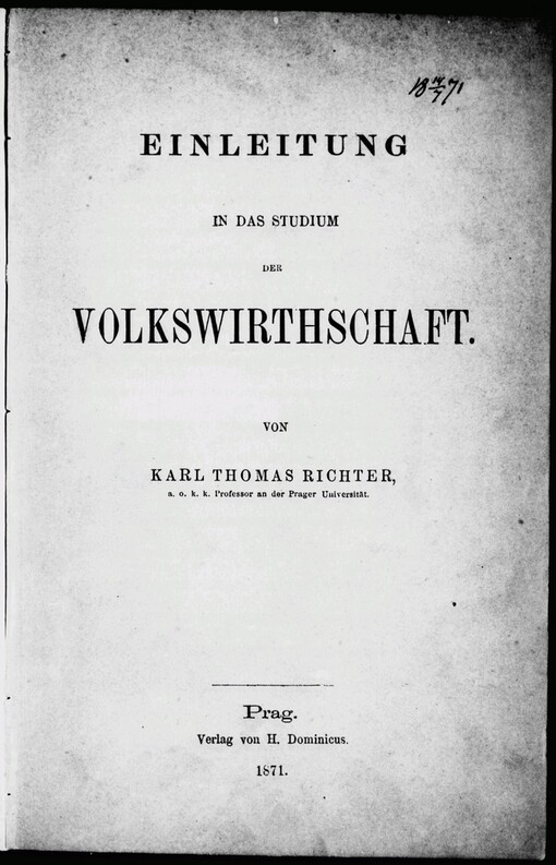 Einleitung in das Studium der Volkswirthschaft