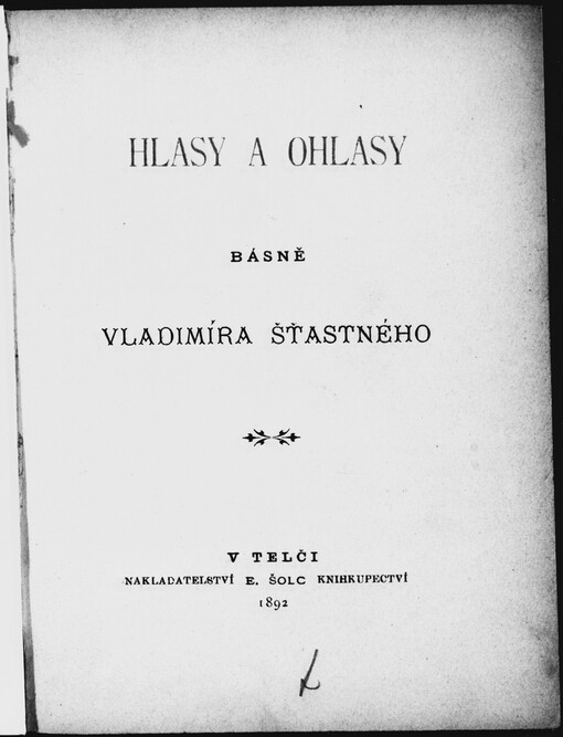 Hlasy a ohlasy: básně Vladimíra Šťastného