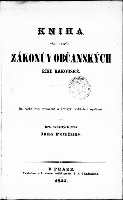 Kniha všeobecných zákonův občanských říše rakouské