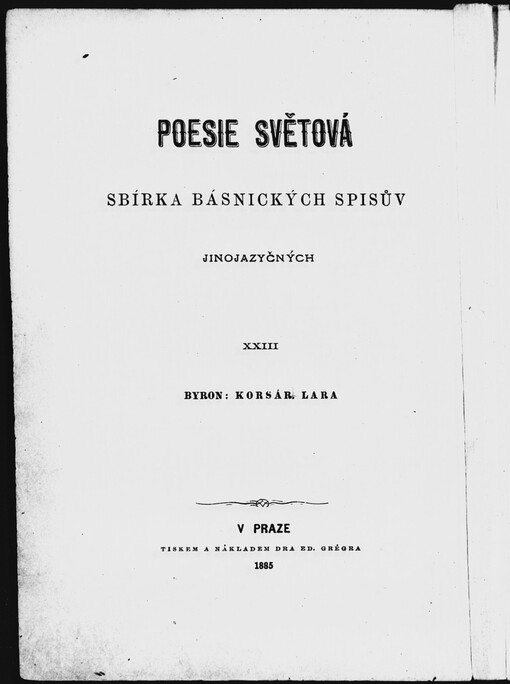 Korsár: Lara : básnické povídky lorda Byrona