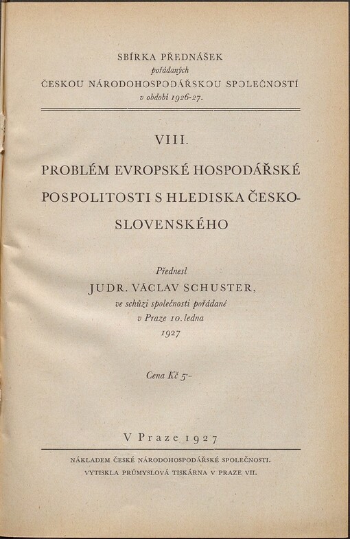 Problém evropské hospodářské pospolitosti s hlediska československého