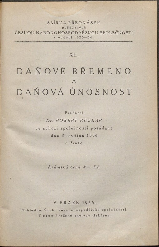 Daňové břemeno a daňová únosnost