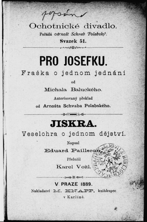 Pro Josefku: fraška o jednom jednání