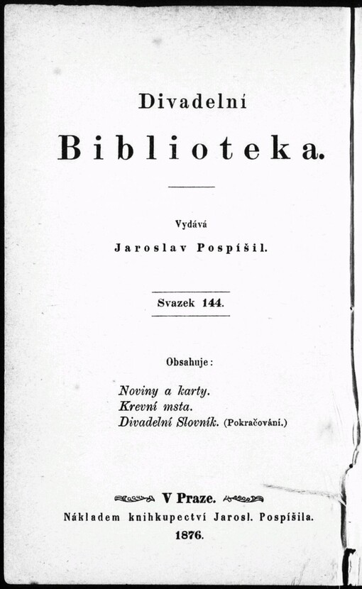 Noviny a karty: veselohra v jednom jednání