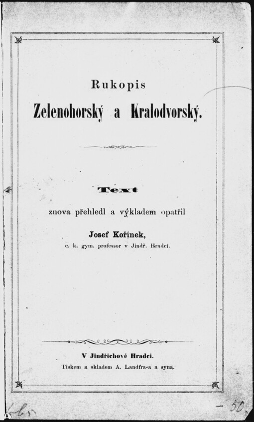 Rukopis Zelenohorský a Kralodvorský