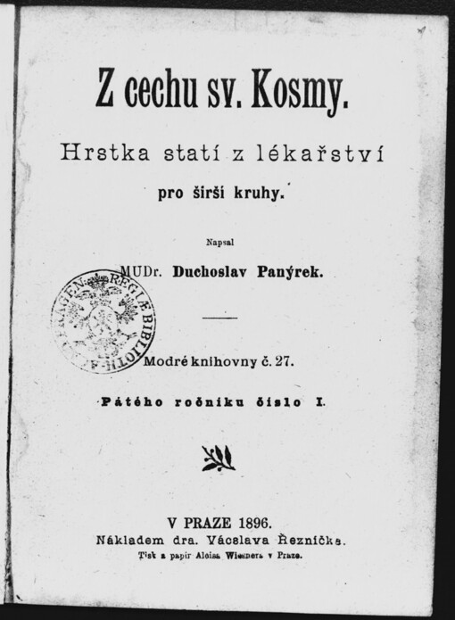Z cechu sv. Kosmy: hrstka statí z lékařství pro širší kruhy