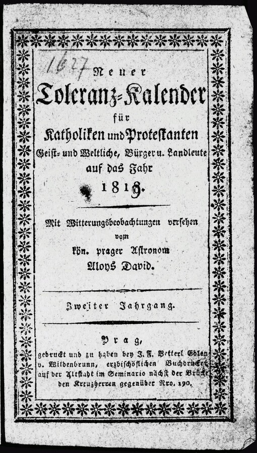 Neuer Toleranz-Kalender für Katholiken und Protestanten, Geist- und Weltliche, Bürger und Landleute :auf das Jahr ...