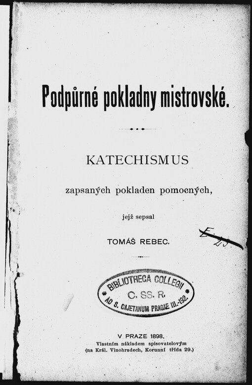 Podpůrné pokladny mistrovské: katechismus zapsaných pokladen pomocných