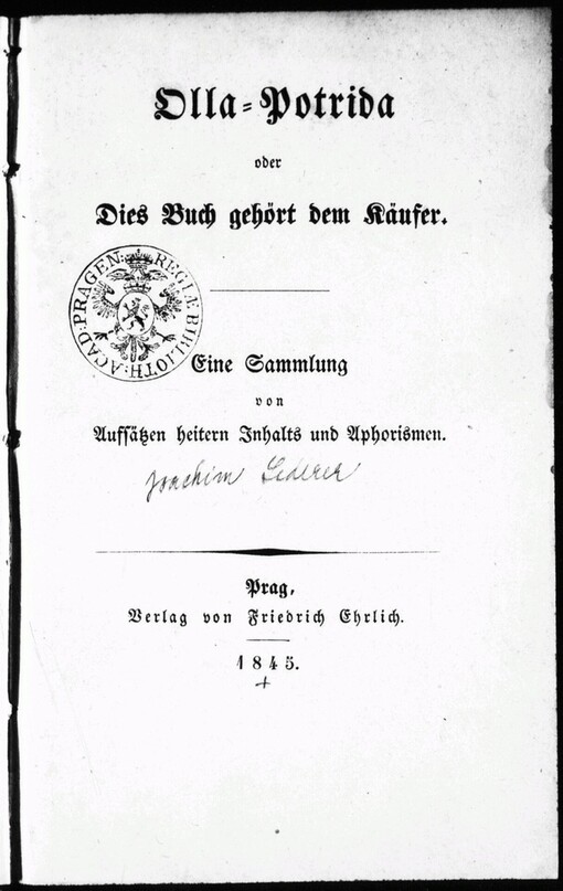 Olla-Potrida, oder, Dies Buch gehört dem Käufer: eine Sammlung von Aufsätzen heitern Inhalts und Aphorismen