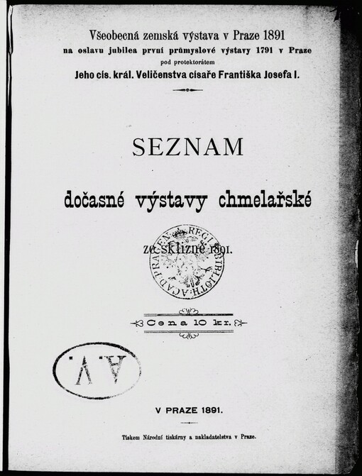 Seznam dočasné výstavy chmelařské ze sklizně 1891