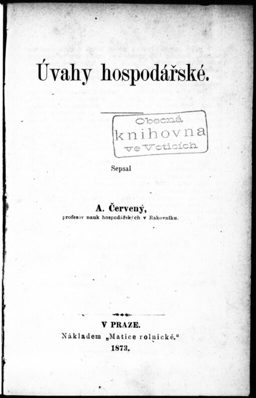 Úvahy hospodářské /