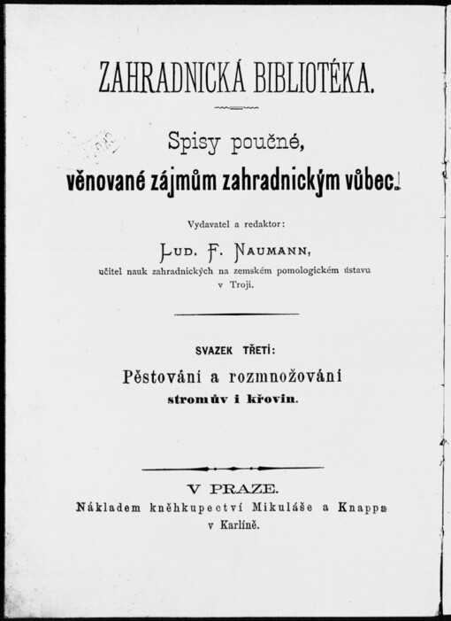 Pěstování a rozmnožování stromův i křovin