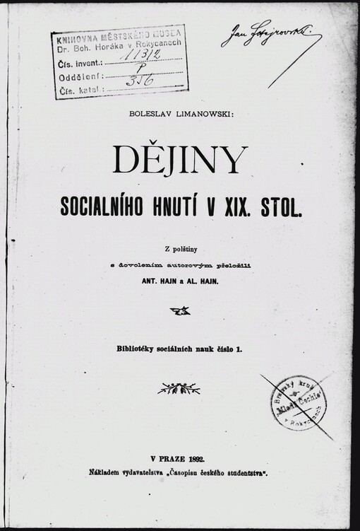Dějiny sociálního hnutí v XIX. stol.
