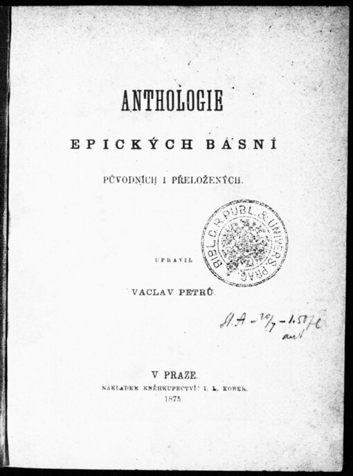 Anthologie epických básní původních i přeložených