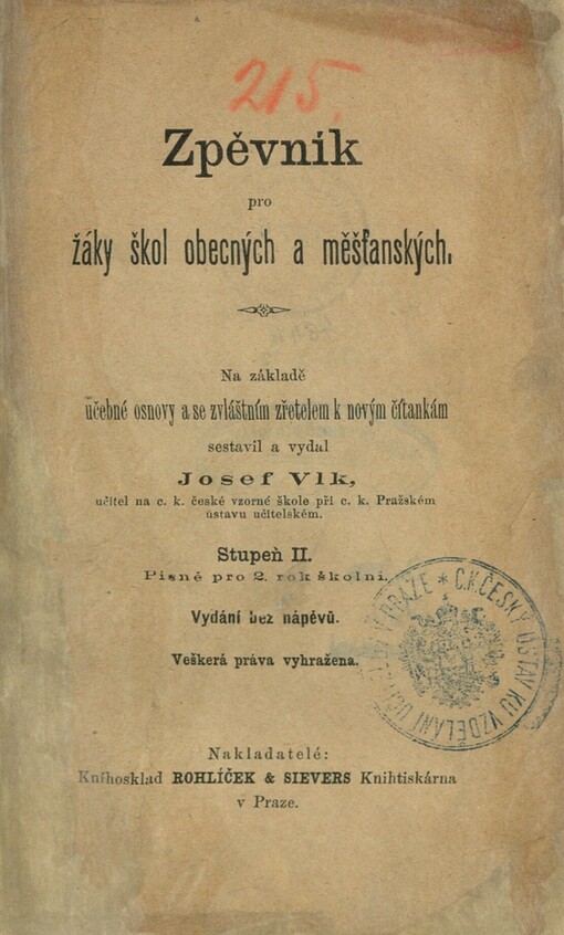 Zpěvník pro žáky škol obecných a měšťanských