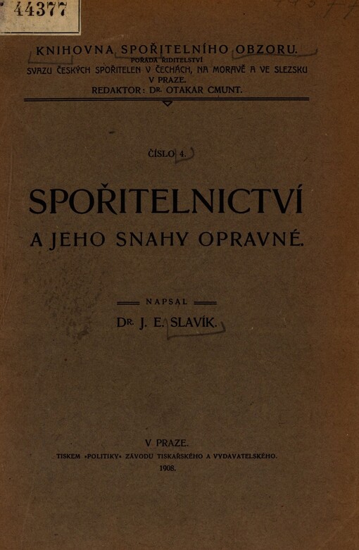 Spořitelnictví a jeho snahy opravné