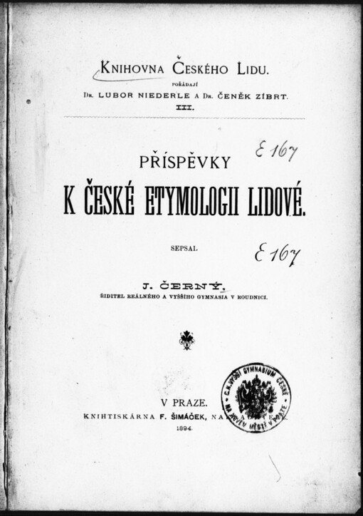 Příspěvky k české etymologii lidové
