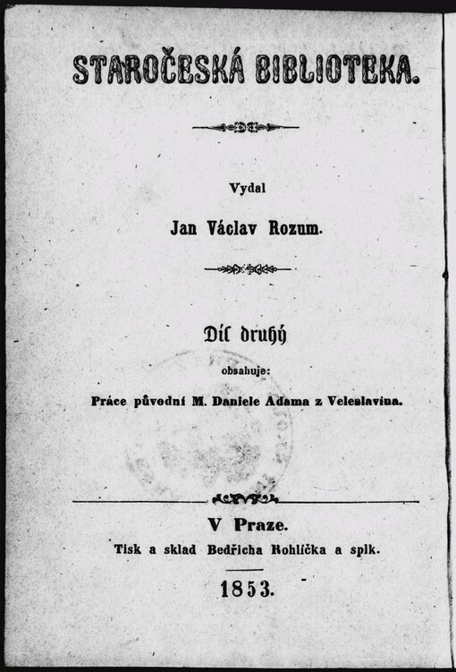 M. Daniele Adama z Veleslavína práce původní