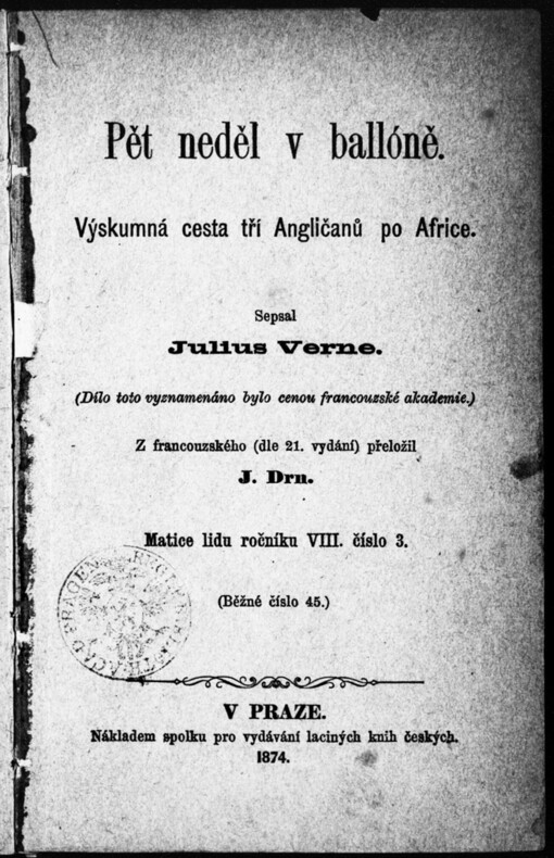 Pět neděl v ballóně: výskumná [sic] cesta tří Angličanů po Africe