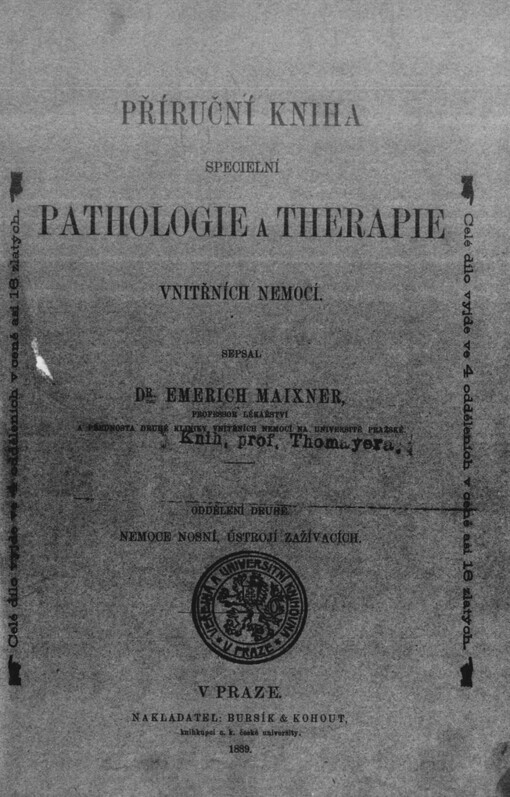 Příruční kniha specielní pathologie a therapie vnitřních nemocí.Oddělení druhé,Nemoci nosní, nemoci ústrojí zažívacích