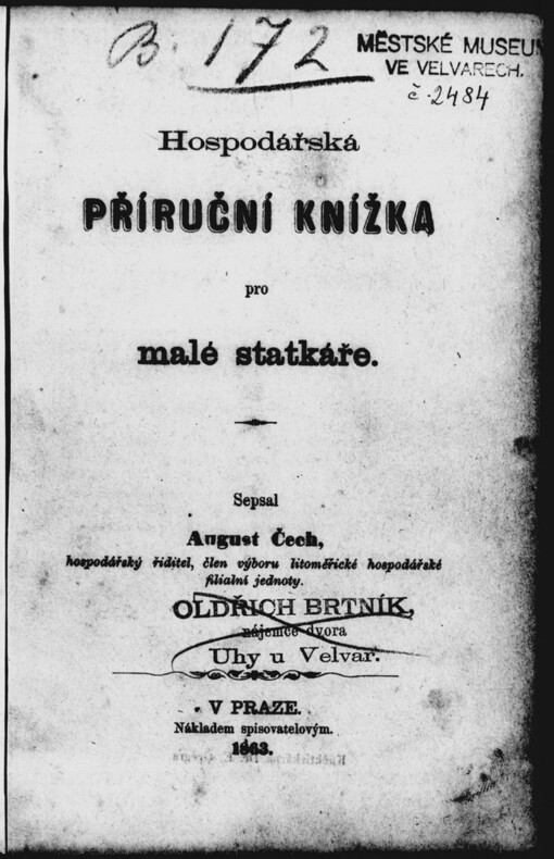Hospodářská příruční knížka pro malé statkáře
