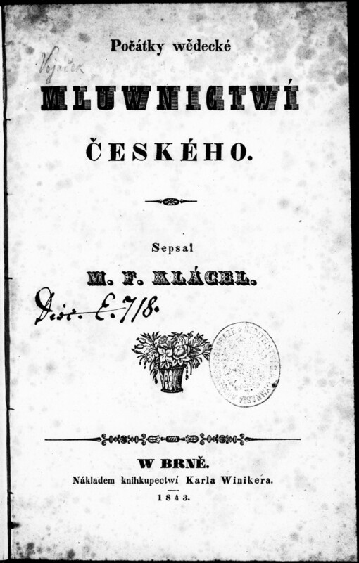 Počátky wědecké mluwnictwí českého