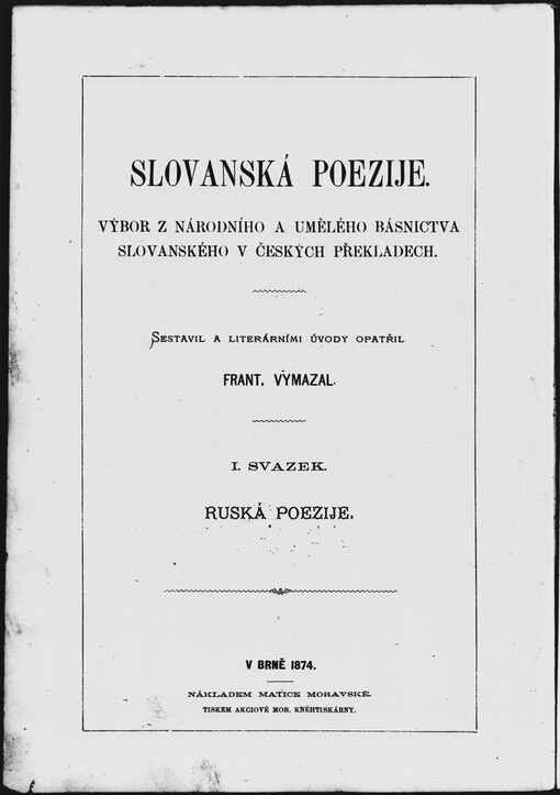 Ruská poezije: výbor z národního a uměleckého básnictva ruského v českých překladech