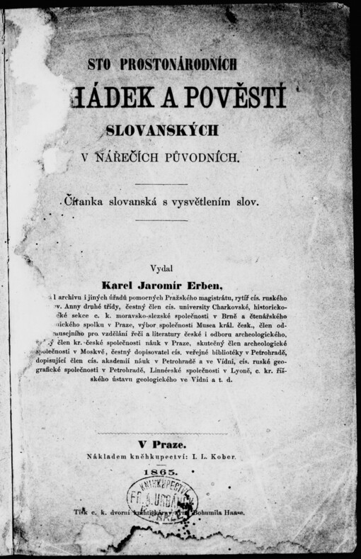 Sto prostonárodních pohádek a pověstí slovanských v nářečích původních :čítanka slovanská s vysvětlením slov