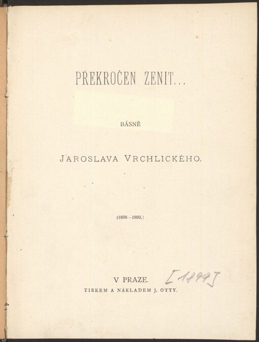 Překročen zenit--: básně Jaroslava Vrchlického : (1898-1899)