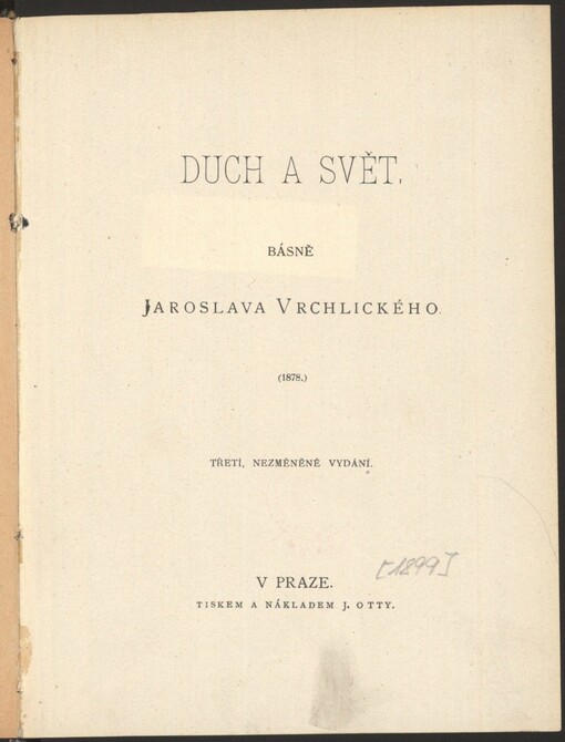 Duch a svět: básně Jaroslava Vrchlického : (1878)