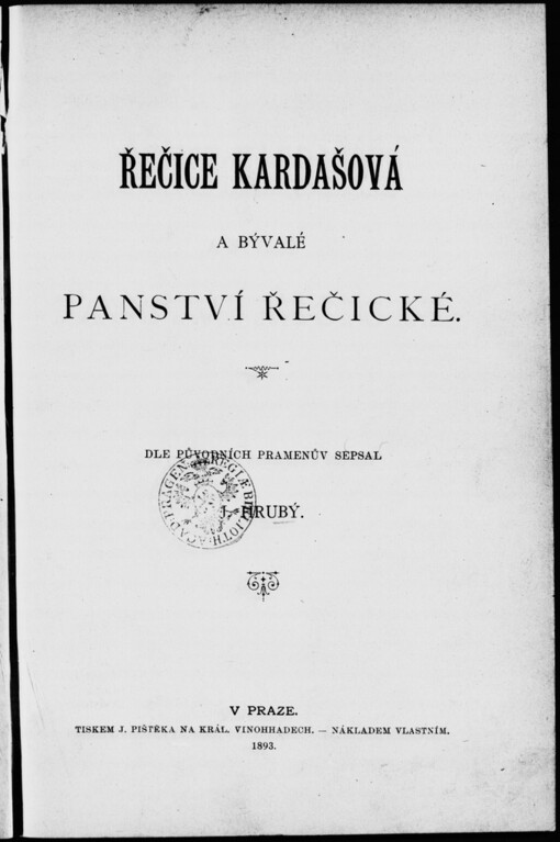 Řečice Kardašová a bývalé panství řečické