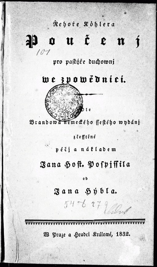 Řehoře Köhlera Poučenj pro pastýře duchownj we zpowědnici