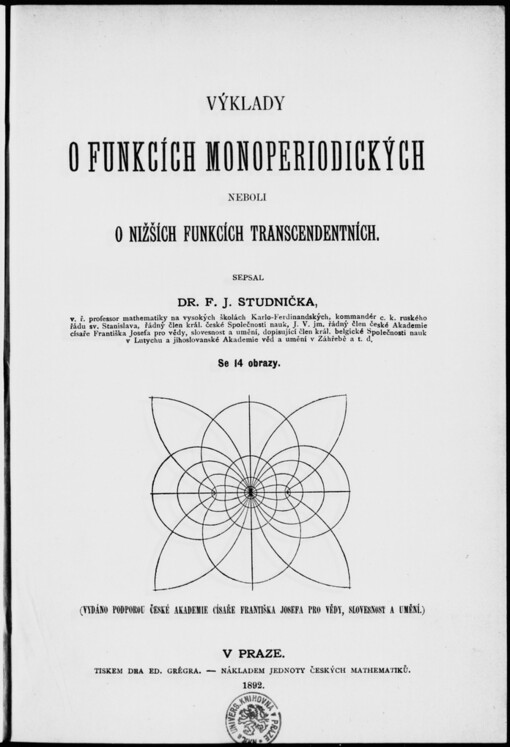 Výklady o funkcích monoperiodických, neboli, O nižších funkcích transcendentních