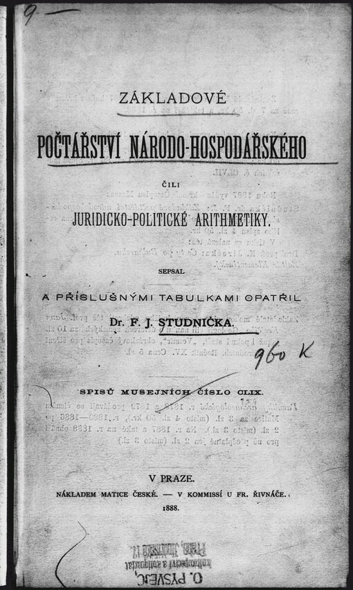Základové počtářství národo-hospodářského čili juridicko-politické arithmetiky