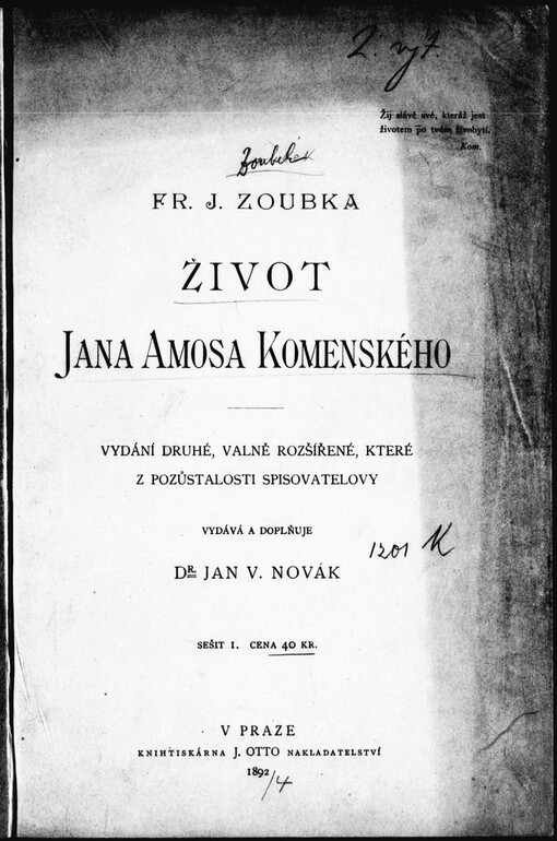 Život Jana Amosa Komenského na oslavu třísetleté památky jeho narození