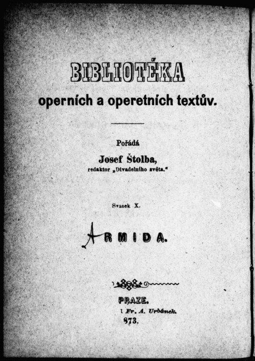 Armida: velká heroická opera v pěti jednáních
