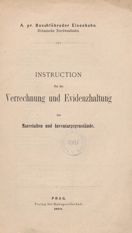 Instruction für die Verrechnung und Evidenzhaltung der Materialien und Inventargegenstände