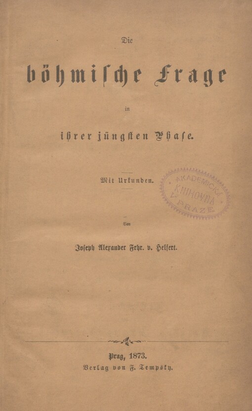 Böhmische Frage in ihrer jüngsten Phase
