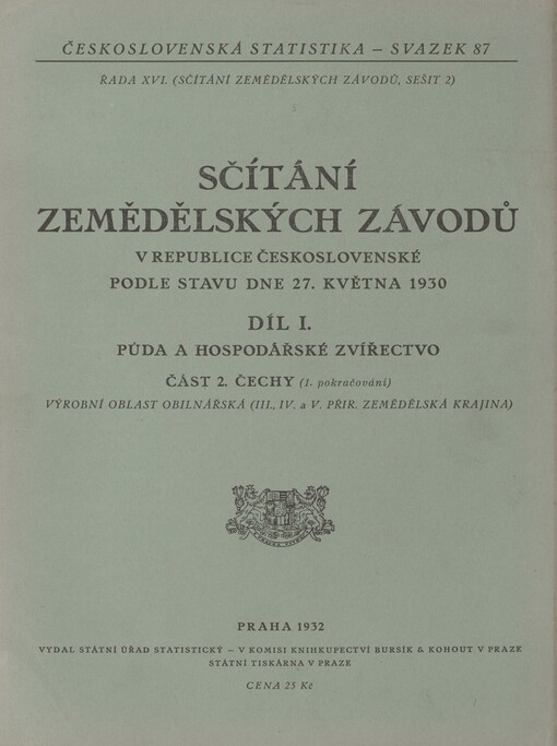 Sčítání zemědělských závodů v republice Československé podle stavu dne 27. května 1930