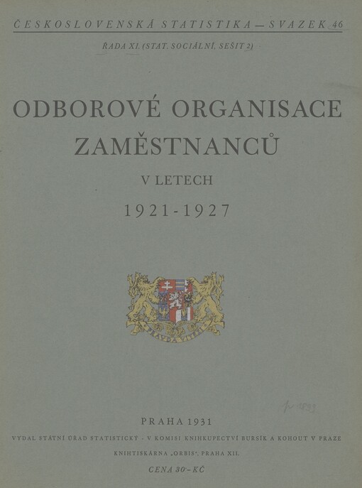 Odborové organisace zaměstnanců v letech 1921-1927