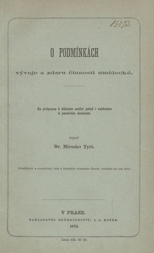 O podmínkách vývoje a zdaru činnosti umělecké