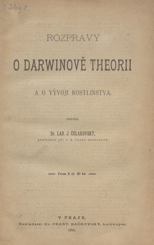 Rozpravy o Darwinově theorii a o vývoji rostlinstva