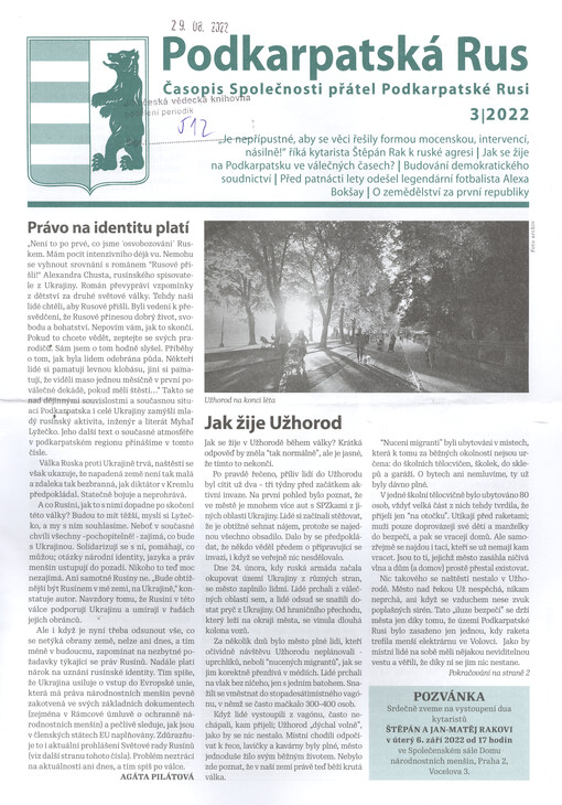 Podkarpatská Rus : zpravodaj Společnosti přátel Podkarpatské Rusi