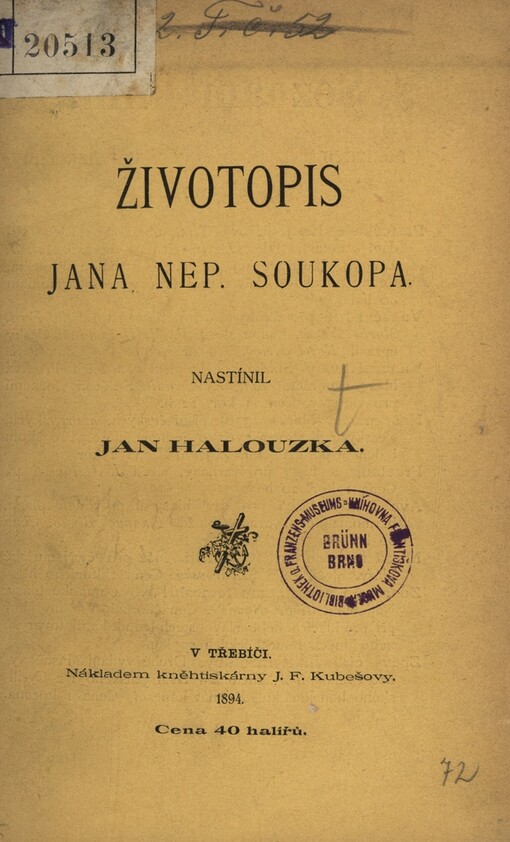 Životopis Jana Nep. Soukopa
