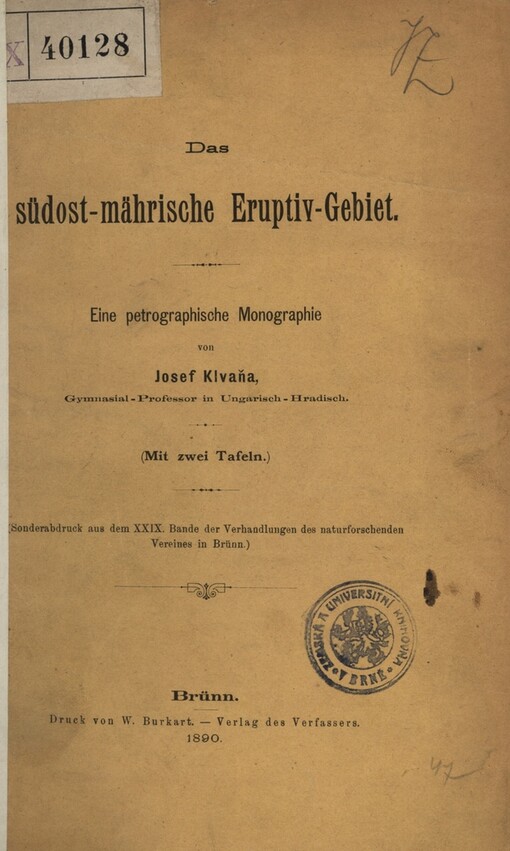 südost-mährische Eruptiv-Gebiet: eine petrographische Monographie
