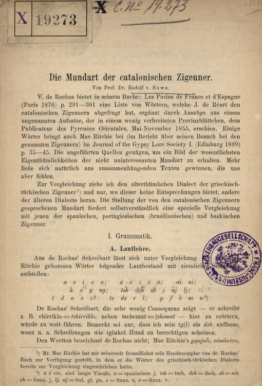 Die mundart der catalonischen Zigeuner