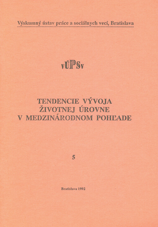 Tendencie vývoja životnej úrovne v medzinárodnom pohľade